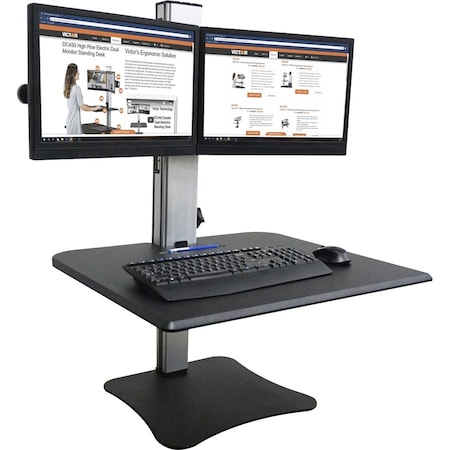 Victor Technology Desk Riser, Dual Monitor, 28"W x 23"L x 0 to15-1/2"H, Black VCTDC350A